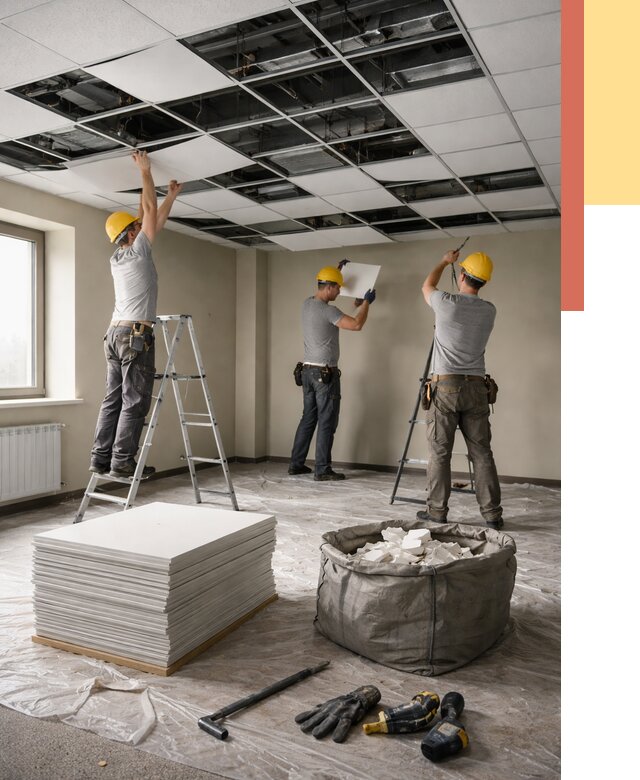 Демонтаж потолка Армстронг в Гагарине от 4682 руб. быстро и недорого | ОТДЕЛОЧНИК-Ггр