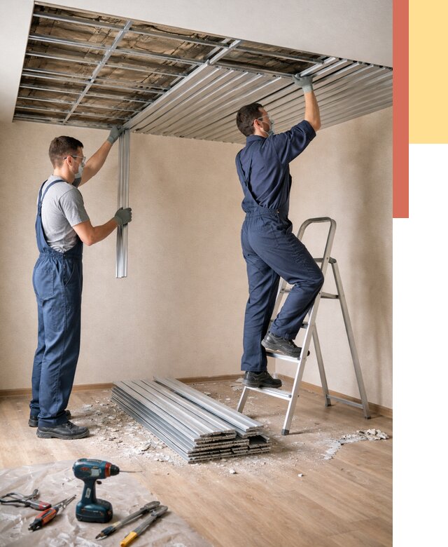 Демонтаж реечного потолка в Гагарине от 4682 руб. быстро и недорого | ОТДЕЛОЧНИК-Ггр