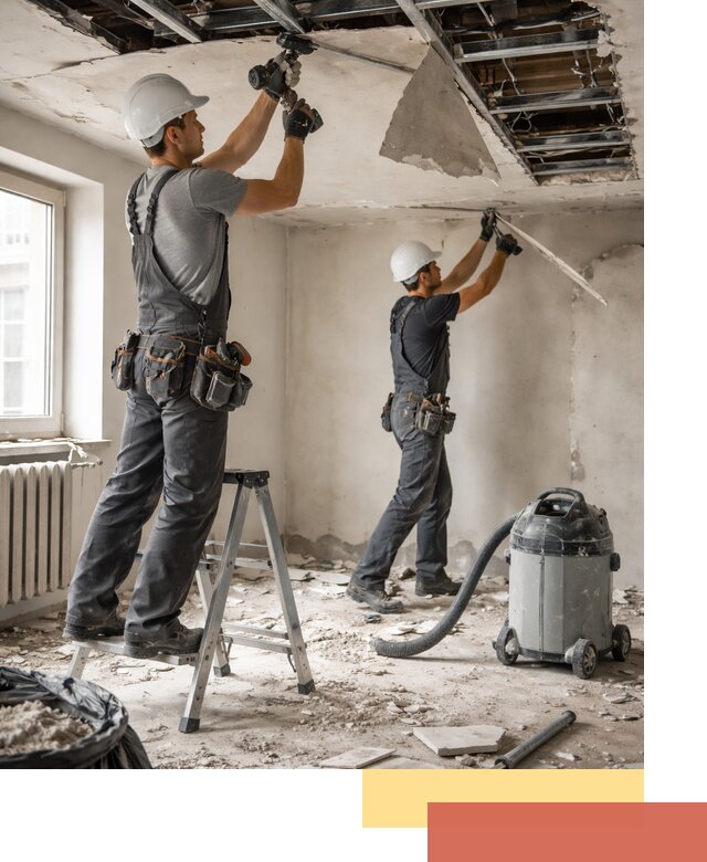 Демонтаж гипсокартонного потолка в Гагарине быстро и аккуратно