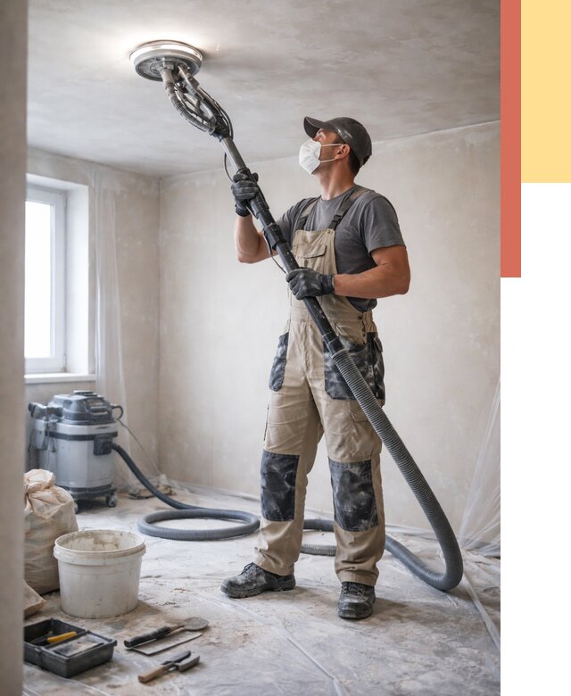 Шлифовка потолка в Гагарине от 3641 руб. — услуги шлифования потолка | ОТДЕЛОЧНИК-Ггр