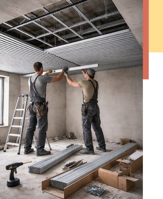 Монтаж реечного потолка в Гагарине от 4682 руб. под ключ | ОТДЕЛОЧНИК-Ггр