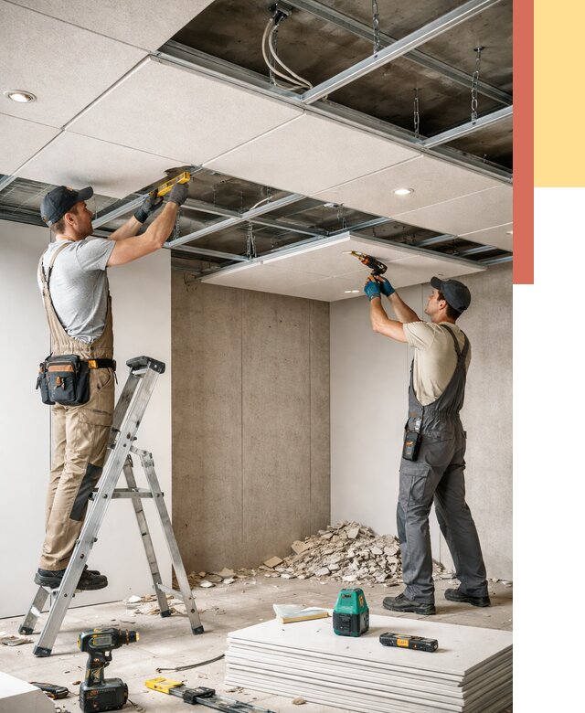 Монтаж акустического потолка в Гагарине от 6763 руб/м2 — быстро и недорого | ОТДЕЛОЧНИК-Ггр