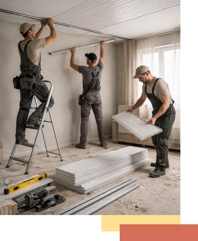 Монтаж потолка из ПВХ панелей в Гагарине оперативно и качественно