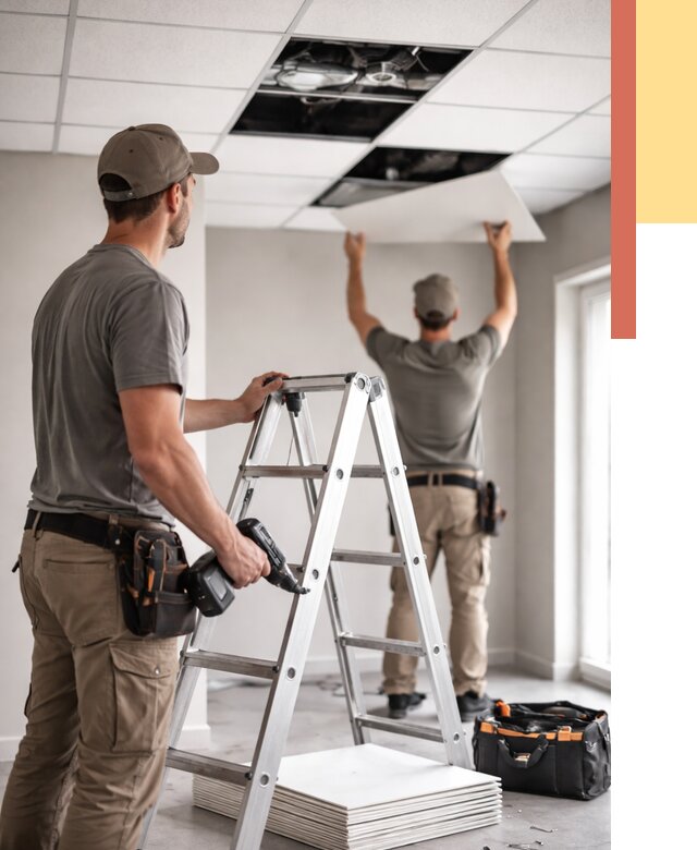 Обслуживание подвесного потолка в Гагарине от 3641 руб. — быстро и недорого | ОТДЕЛОЧНИК-Ггр