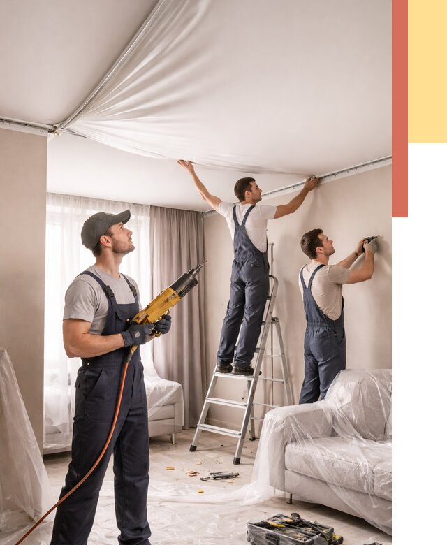 Установка натяжного потолка в Гагарине от 4682 руб. | Быстро и недорого — ОТДЕЛОЧНИК-Ггр