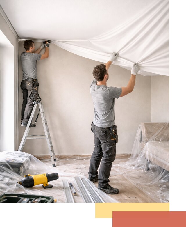 Монтаж тканевого натяжного потолка в Гагарине недорого и быстро