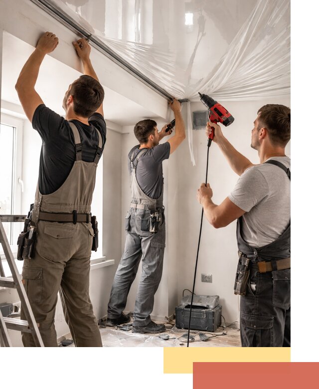 Монтаж глянцевого натяжного потолка в Гагарине быстро и качественно