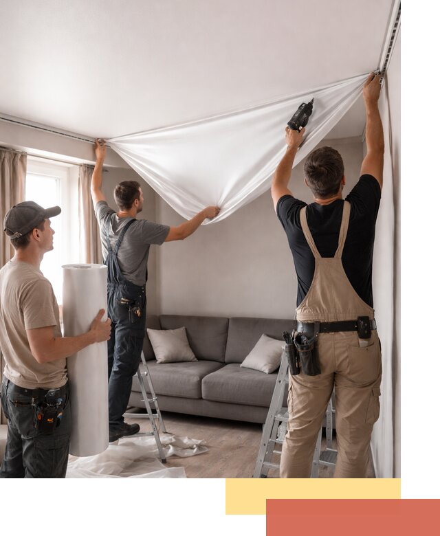 Монтаж сатинового натяжного потолка в Гагарине качественно и быстро