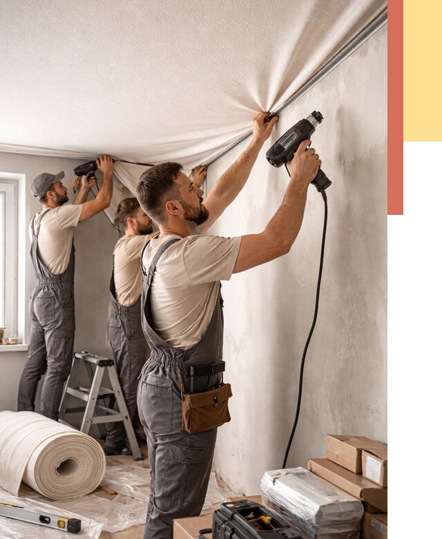 Монтаж фактурного натяжного потолка в Гагарине от 780 руб. — ОТДЕЛОЧНИК-Ггр