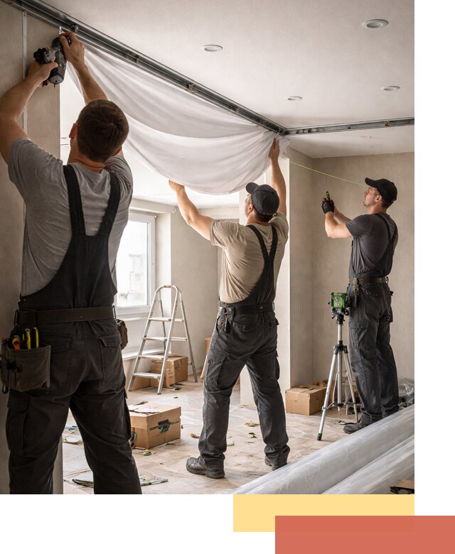 Монтаж парящего натяжного потолка под ключ в Гагарине