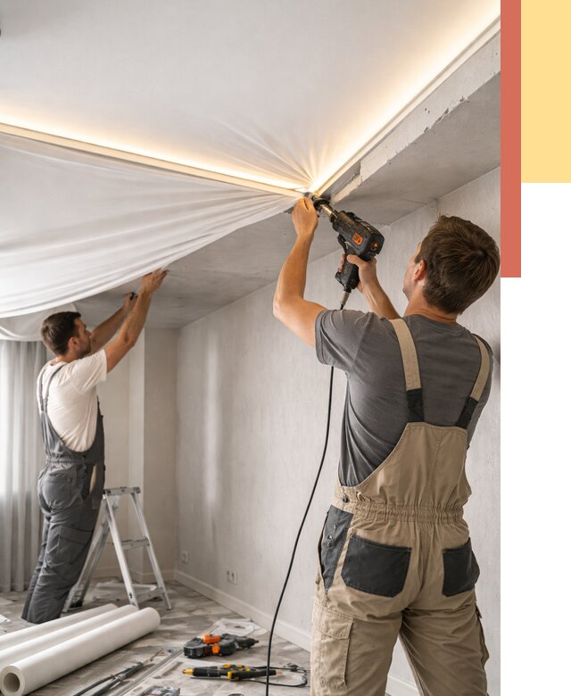 Монтаж натяжного потолка с подсветкой в Гагарине от 988 руб. | ОТДЕЛОЧНИК-Ггр