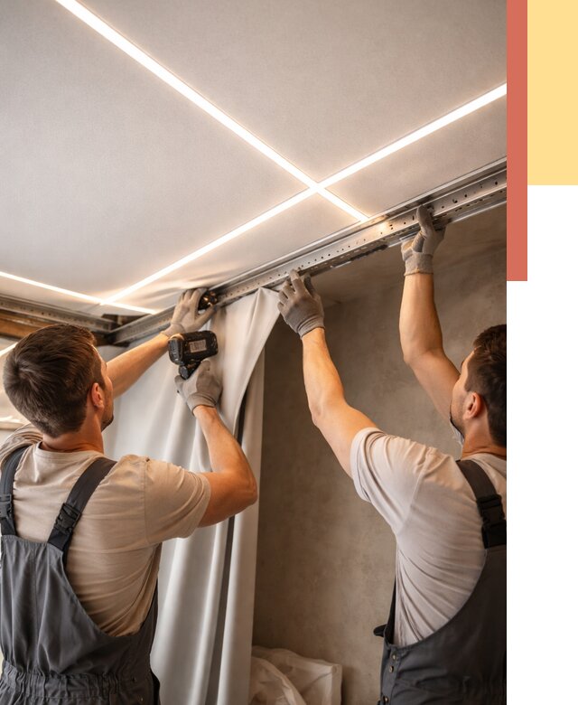 Монтаж натяжного потолка со световыми линиями в Гагарине от 1248 руб. | ОТДЕЛОЧНИК-Ггр