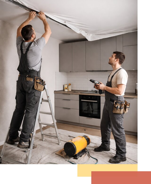 Монтаж натяжного потолка на кухне в Гагарине