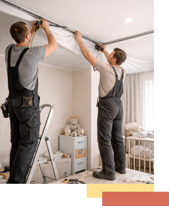 Монтаж натяжного потолка в детской комнате в Гагарине