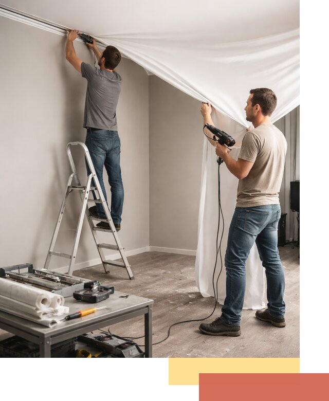 Монтаж натяжного потолка в студии в Гагарине