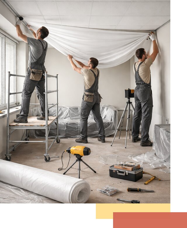 Монтаж натяжного потолка в офисе в Гагарине