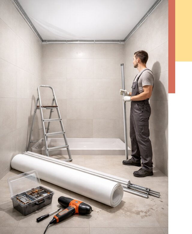 Монтаж натяжного потолка в санузле в Гагарине от 1925 руб. — ОТДЕЛОЧНИК-Ггр