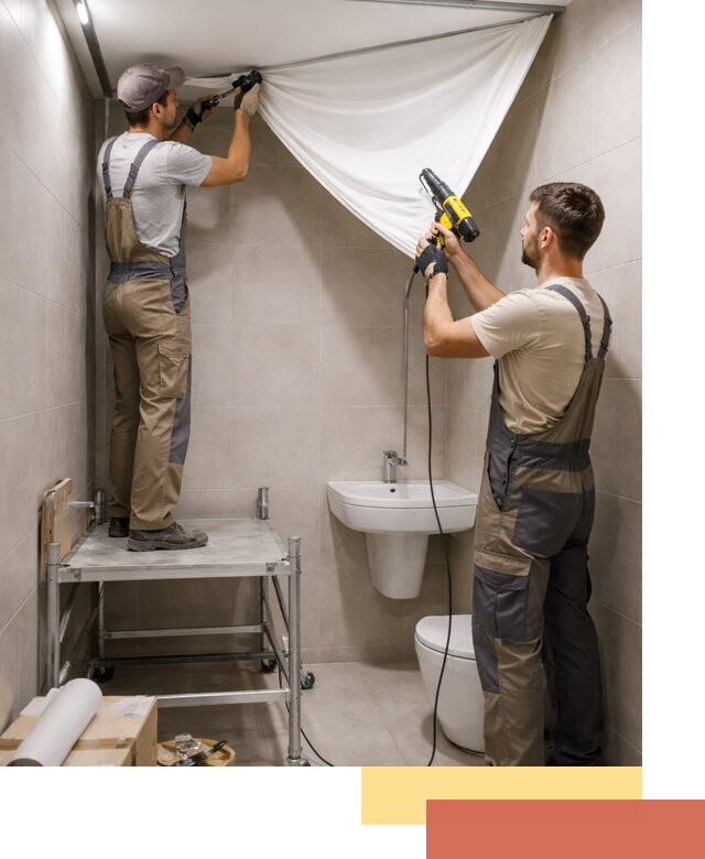 Монтаж натяжного потолка в санузле в Гагарине