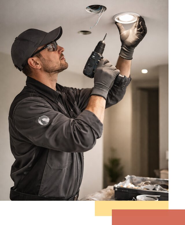 Установка точечных светильников в натяжной потолок в Гагарине