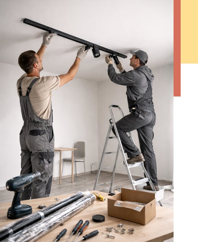 Установка трековых светильников в натяжной потолок в Гагарине от 4370 руб. | ОТДЕЛОЧНИК-Ггр