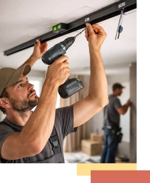 Установка трековых светильников в натяжной потолок в Гагарине