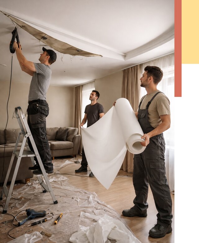 Замена полотна натяжного потолка в Гагарине от 9884 руб. быстро и недорого | ОТДЕЛОЧНИК-Ггр