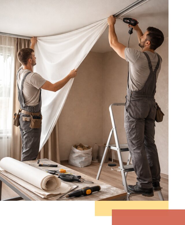 Замена полотна натяжного потолка в Гагарине быстро и качественно