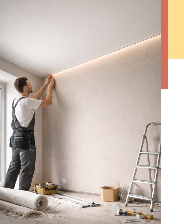 Теневые натяжные потолки в Гагарине от 8531 руб. под ключ | ОТДЕЛОЧНИК-Ггр