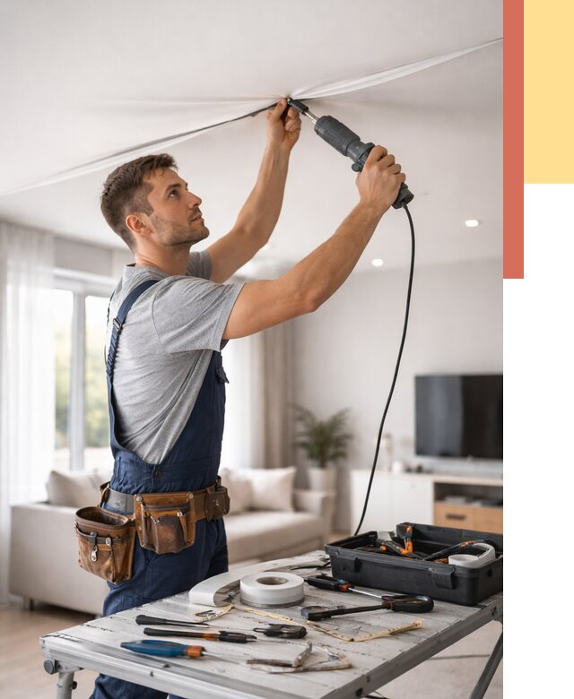 Ремонт натяжных потолков в Гагарине от 9884 руб. под ключ — ОТДЕЛОЧНИК-Ггр