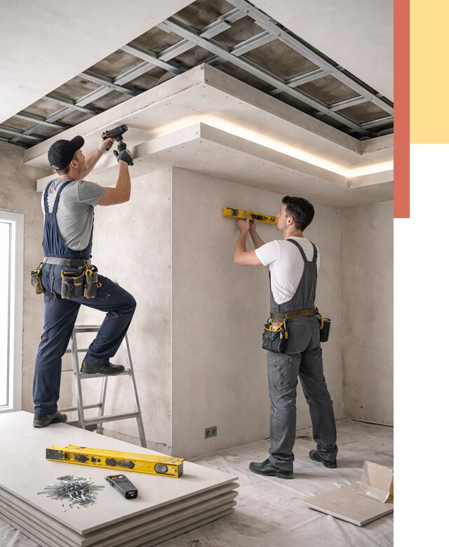 Двухуровневый потолок из гипсокартона в Гагарине от 1509 руб. под ключ | ОТДЕЛОЧНИК-Ггр