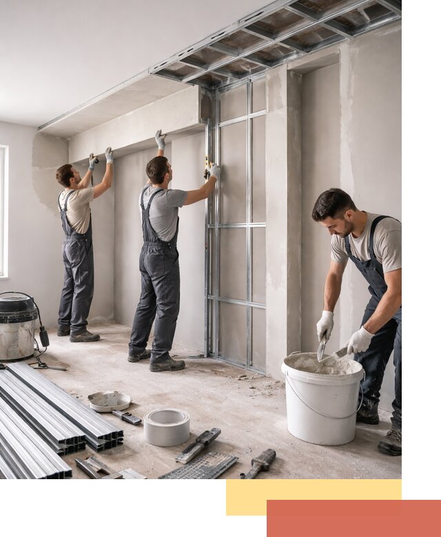 Монтаж потолка из гипсокартона с нишей в Гагарине