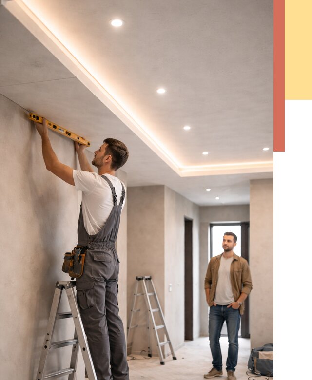 Потолок из гипсокартона с подсветкой в Гагарине от 780 руб./м2 под ключ | ОТДЕЛОЧНИК-Ггр