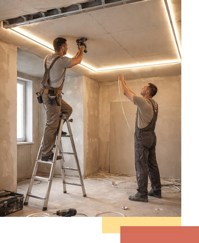 Потолок из гипсокартона с подсветкой в Гагарине