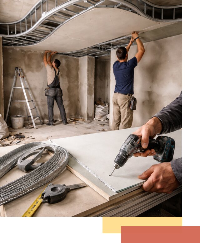 Криволинейный потолок из гипсокартона в Гагарине — монтаж и отделка