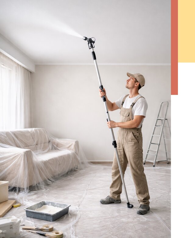 Покраска потолка краскопультом в Гагарине от 4682 руб. быстро и недорого | ОТДЕЛОЧНИК-Ггр