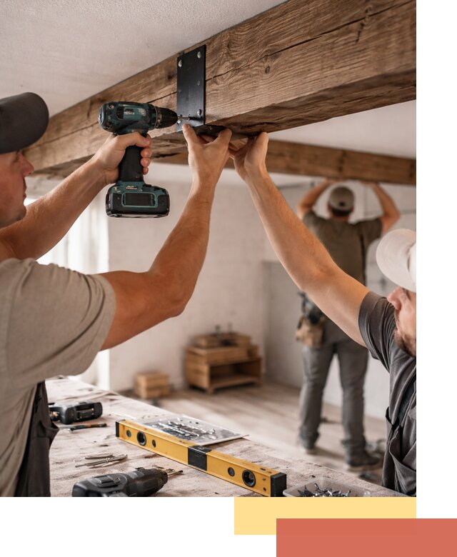 Монтаж декоративных потолочных балок в Гагарине